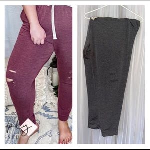 NWOT DISTRESSED GRAY LOUNGE JOGGERS